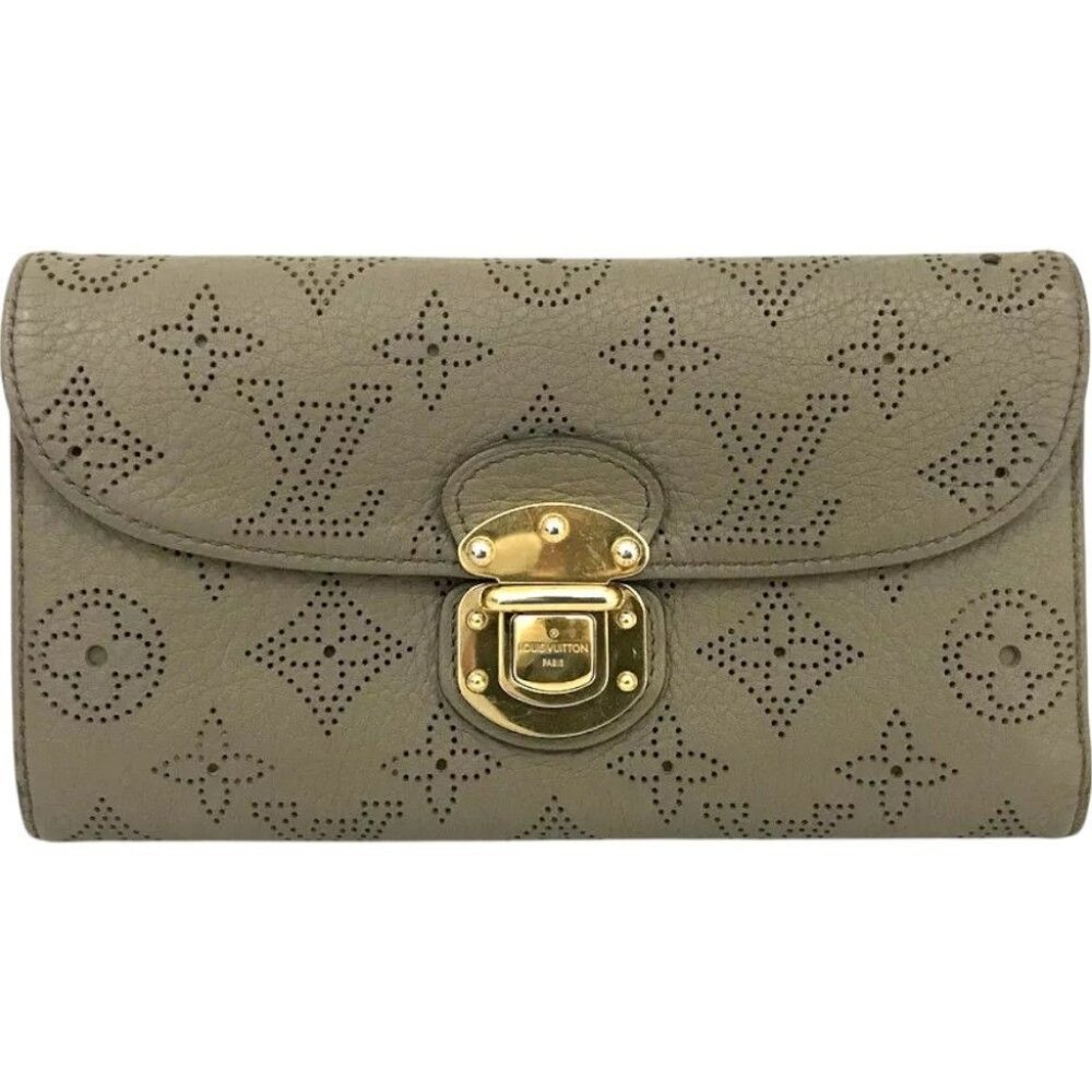 414259AX (X3) Louis Vuitton Wallet Long Portefeuille Gray Monogram Mahina